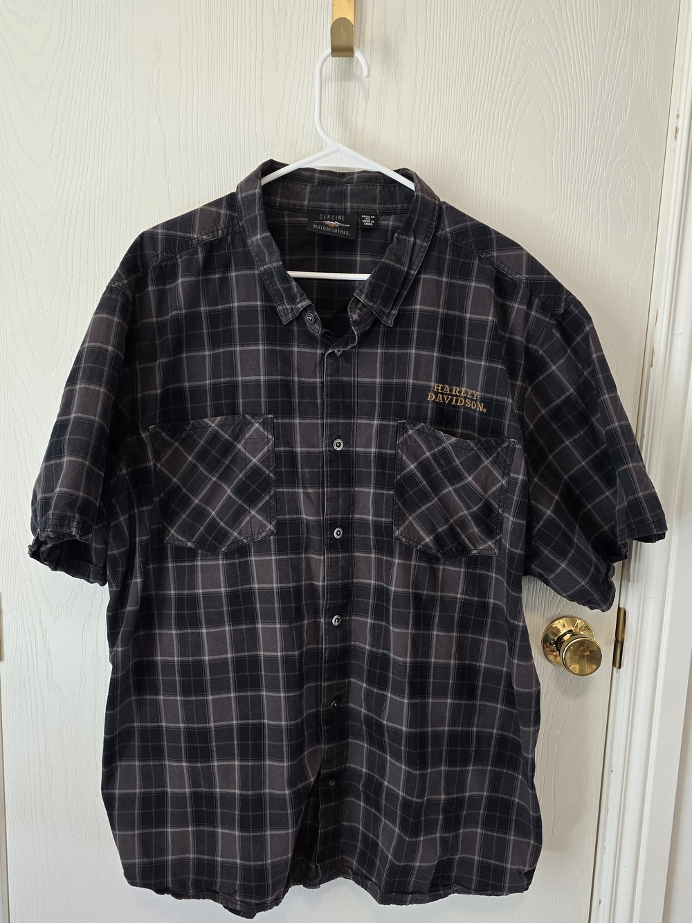 Harley-Davidson Men's Black Plaid Short-Sleeve Shirt